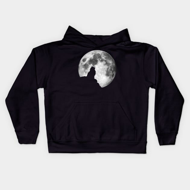 Cat Silhouette on Full Moon Kids Hoodie by JamieStryker